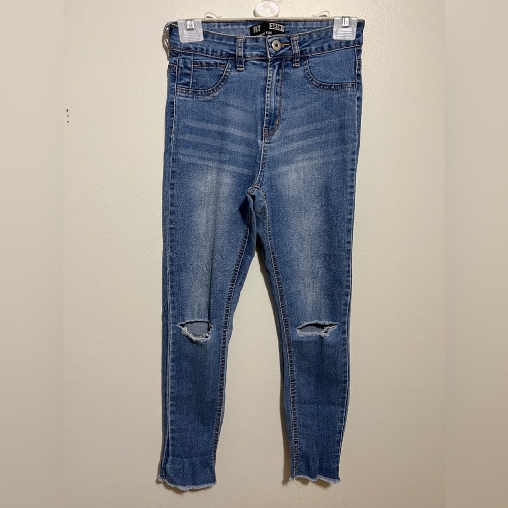 Blue two-toned South African Brand women's High rise Tube distressed jean size 6